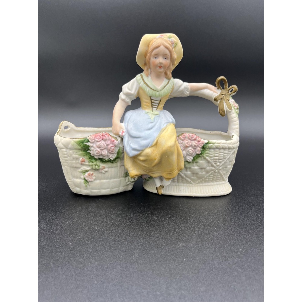 Vintage Lipper & Mann Dutch Girl Double Basket Planter